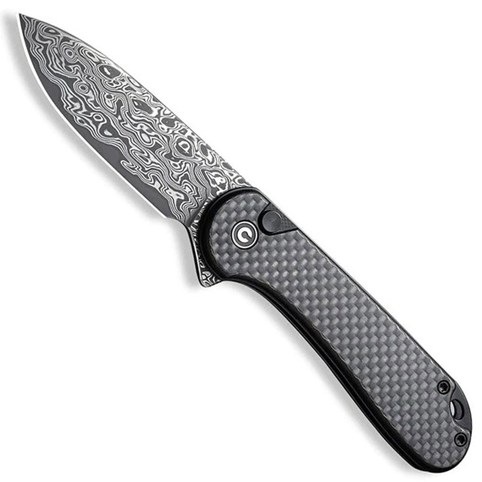 CIVIVI Elementum II Button Lock Folding Knife | Black / Damascus ...