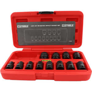 KC Tools 3/8" Drive 12 Piece Metric Impact Socket Set