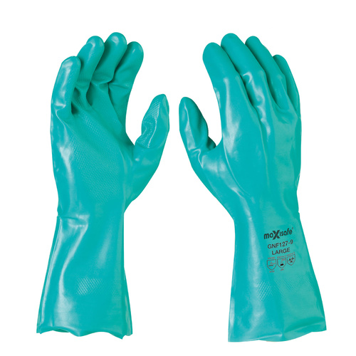 Maxisafe 33cm Green Nitrile Chemical Gloves