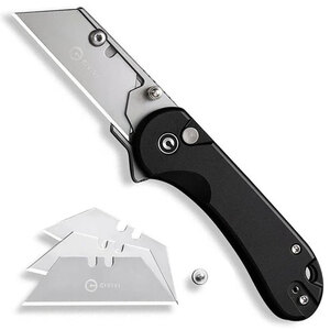 CIVIVI Elementum Button Lock Utility Folding Knife | Black / Satin