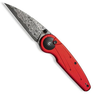 CIVIVI Starflare Button Lock Folding Knife | Red / Damascus